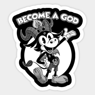 Became a God Kawaii Cute Baphomet Lucifer Cartoon Blackcraft Sticker